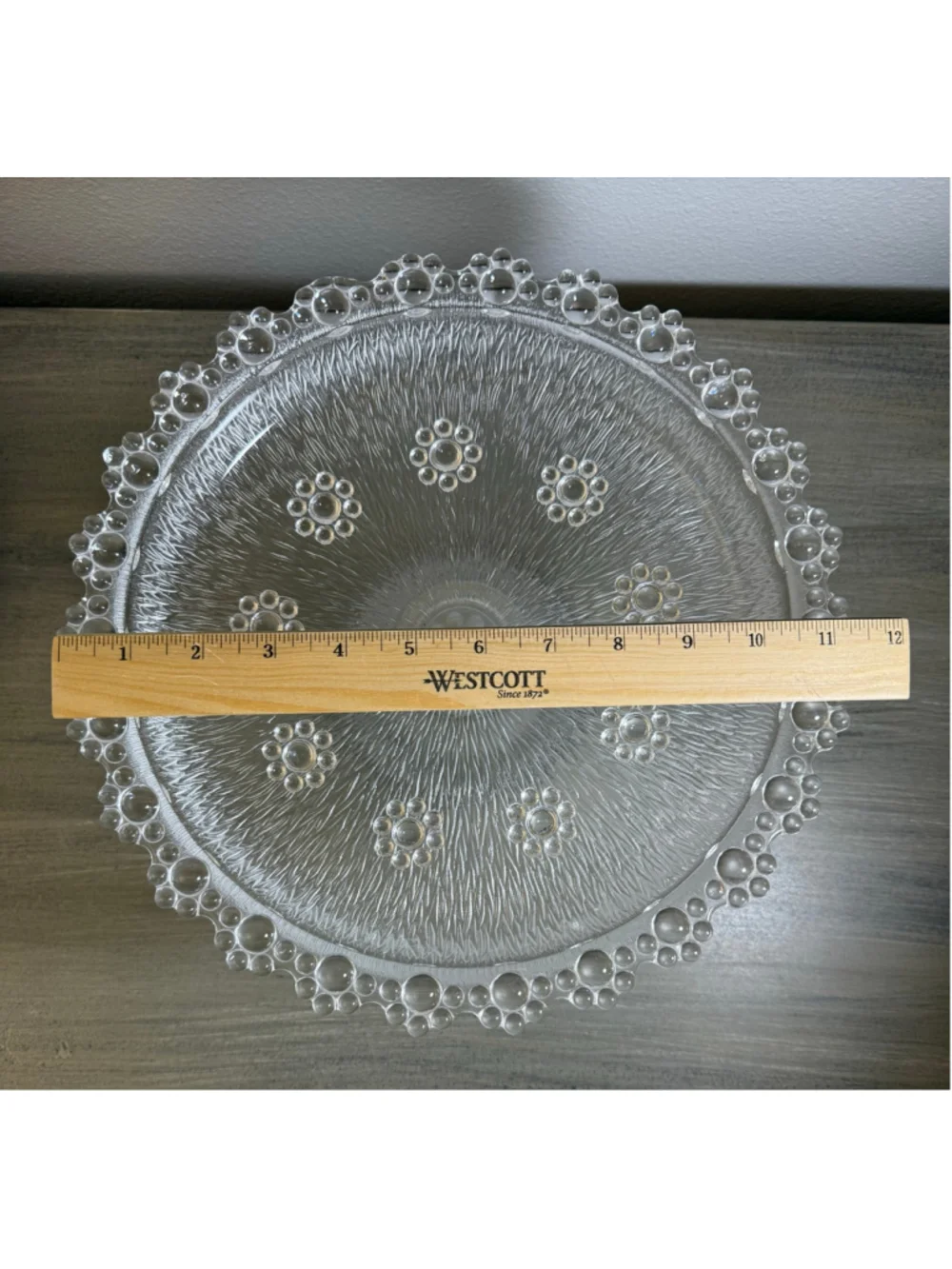 Vintage Masserini Barocco Attributed Clear Glass Pedestal Cake Stand 11.5
